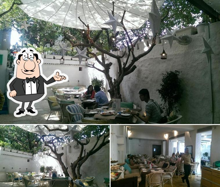 Take a seat at one of the tables at Olive Bar and Kitchen