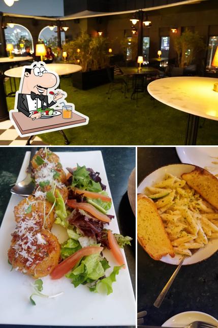 The image of food and interior at The Groove
