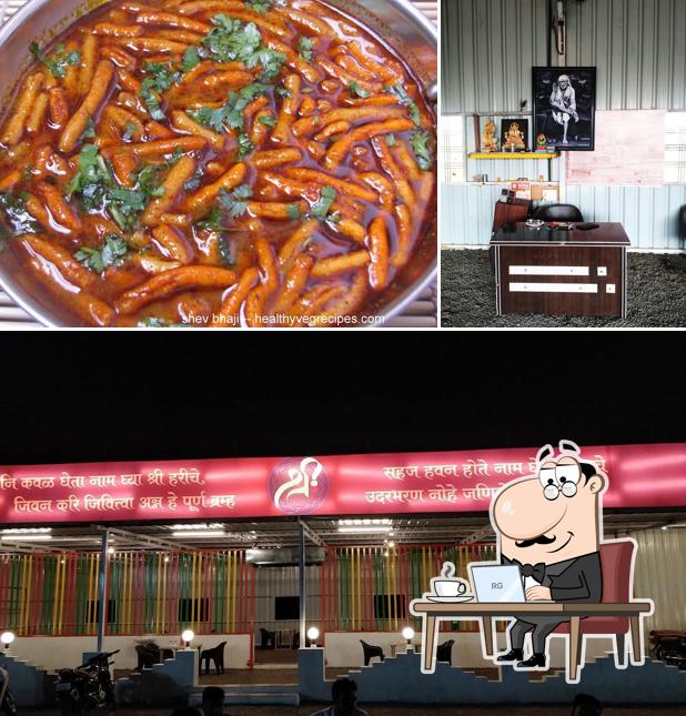 The picture of interior and food at Hotel Shree Pure Veg Restaurant