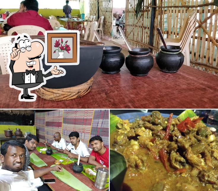This is the picture depicting interior and pizza at Ulavan Restaurant