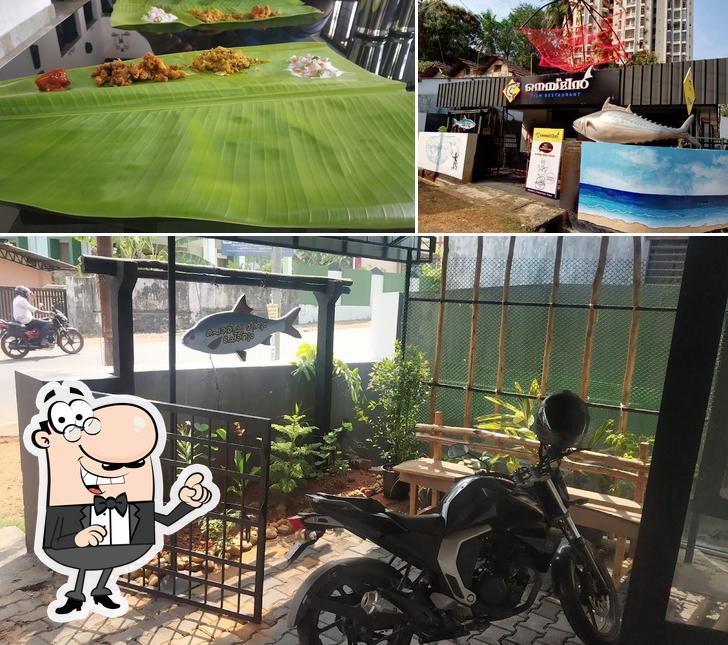 The restaurant's exterior and food