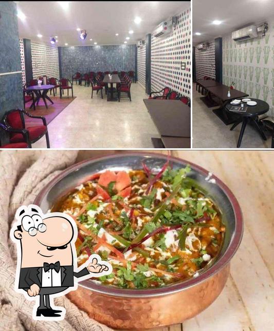 The restaurant's interior and food