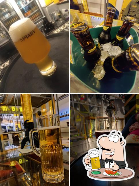 You can get a glass of light or dark beer