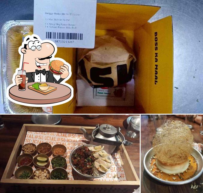Order a burger at Viman Nagar Social