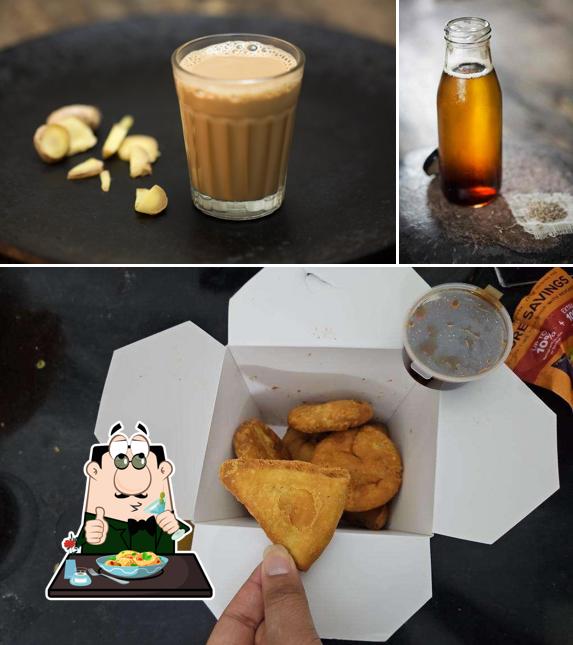This is the picture displaying food and beer at Samosa Singh