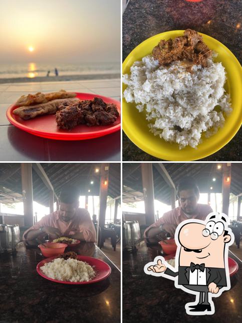 The restaurant's interior and food