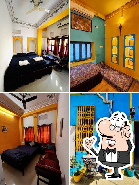 Take a seat at one of the tables at Hostel Mama