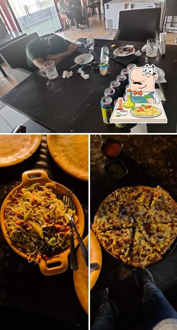 Among different things one can find food and interior at The Hangover Restro & Bar