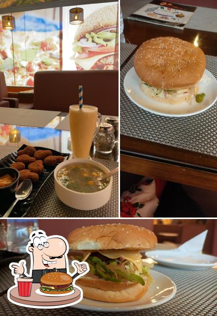 Order a burger at The Pizzeria