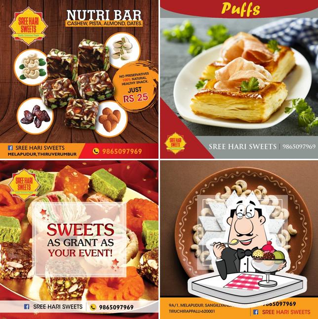 Sree Hari Sweets (Best Cakes Sweets Bakery Snacks shop in Trichy serves a range of desserts