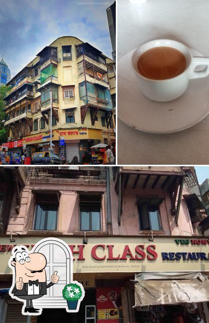 The image of exterior and beverage at New High class Restaurant