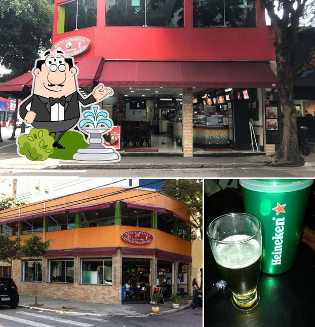 A ilustração da exterior e cerveja no Restaurante Estrela do Novo Brooklin