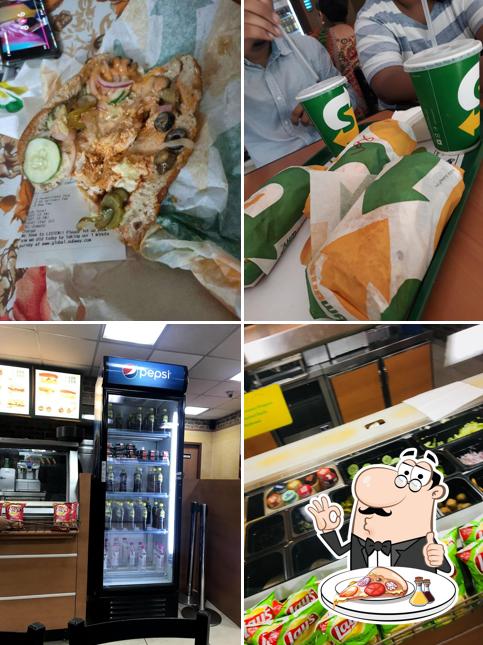 Try out pizza at Subway