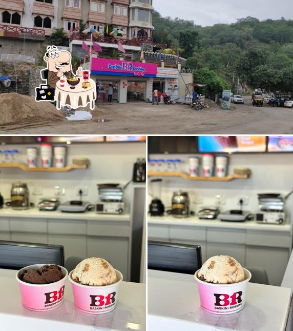 Among different things one can find food and exterior at Baskin Robbins