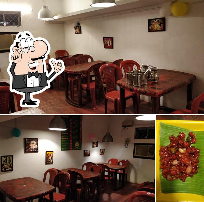 The picture of interior and food at Komala vilas