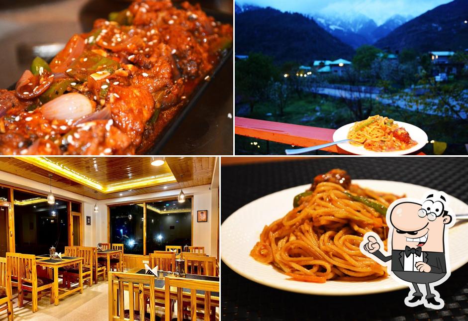 The restaurant's interior and food