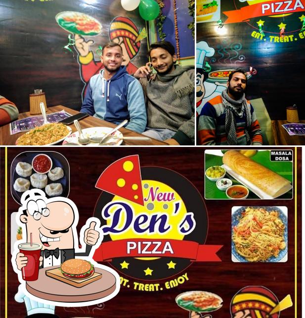 Order a burger at New Den's pizza & fast food corner
