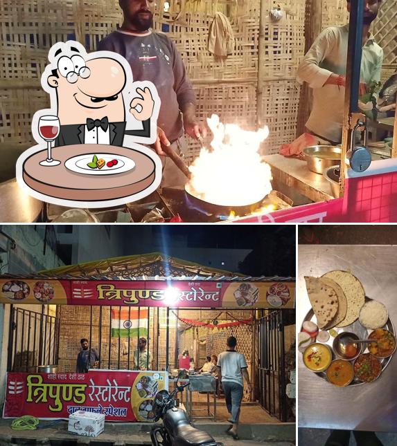 Take a look at the picture showing food and exterior at Tripund Resturant