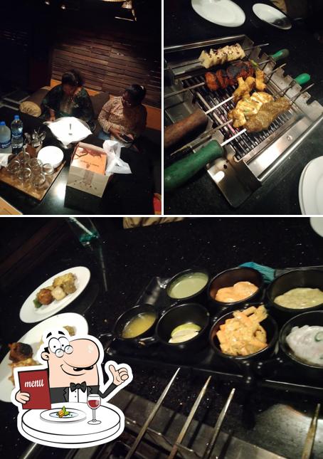 The restaurant's food and dining table