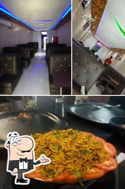 The picture of interior and food at Bluemoon Restaurant