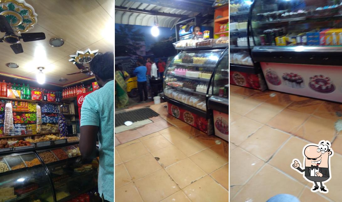 Take a seat at one of the tables at New Iyengar Bakery & Sweets