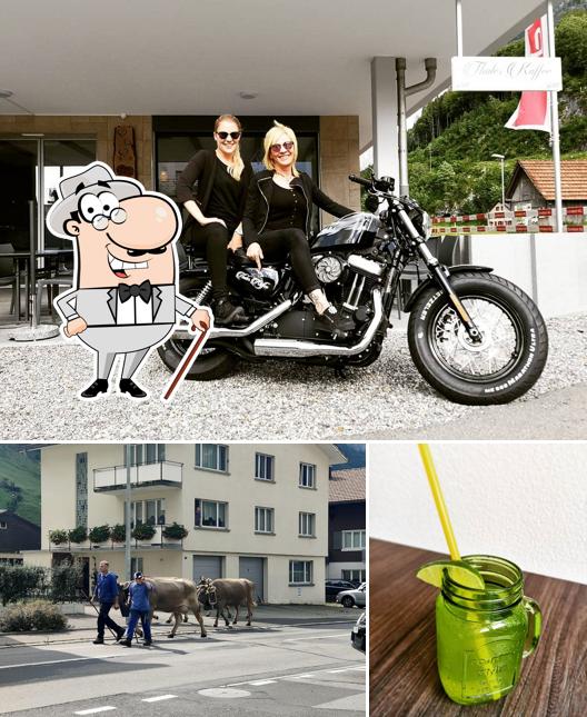 Tra le diverse cose da Thaler Kaffee si possono trovare la esterno e bevanda