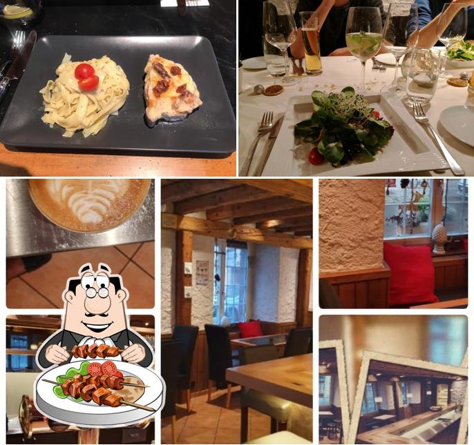 Dai un’occhiata alla immagine che presenta la cibo e tavolo da pranzo di Scharf Eck Bar & Restaurant