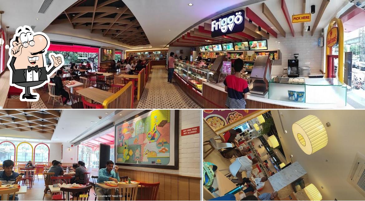 Take a seat at one of the tables at Haldiram's