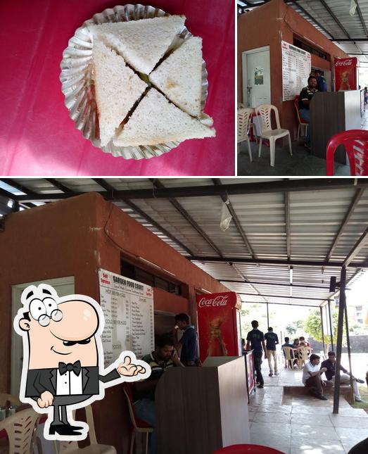 The restaurant's interior and dessert