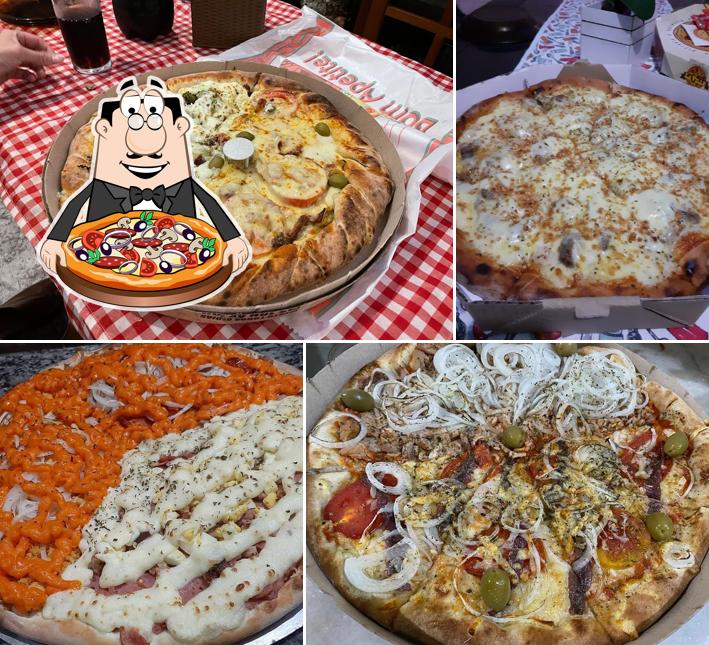 Escolha pizza no La Ville Pizzaria e Esfiharia