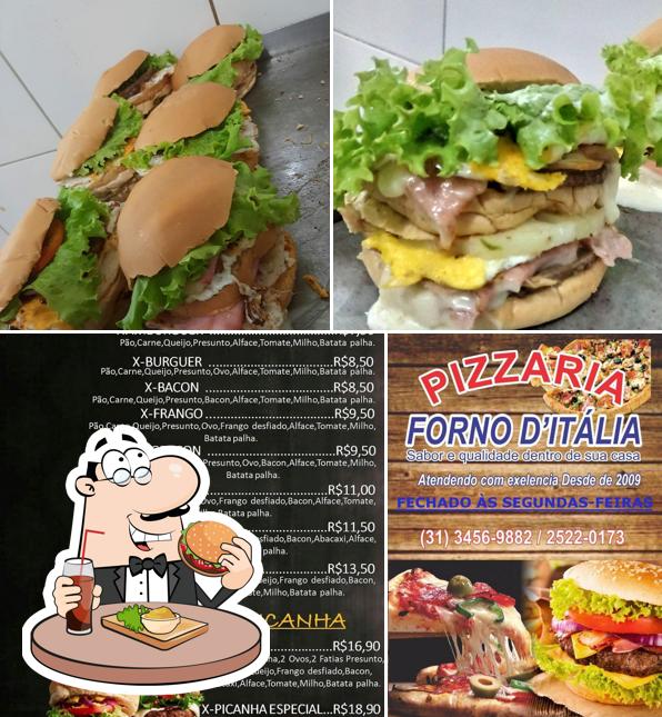 Consiga um hambúrguer no Pizzaria Forno D'italia Maria Helena