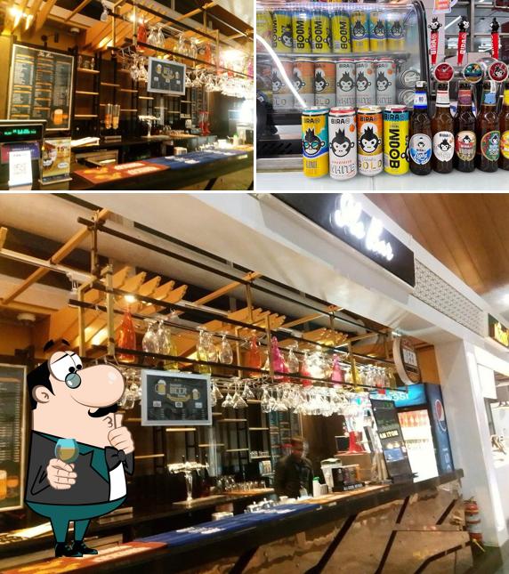 The restaurant's bar counter and beer