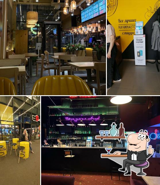 Take a seat at one of the tables at City of food