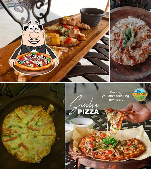 Pick pizza at Hideout Cafe