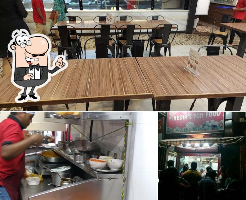 Take a seat at one of the tables at Kedias Fun Food