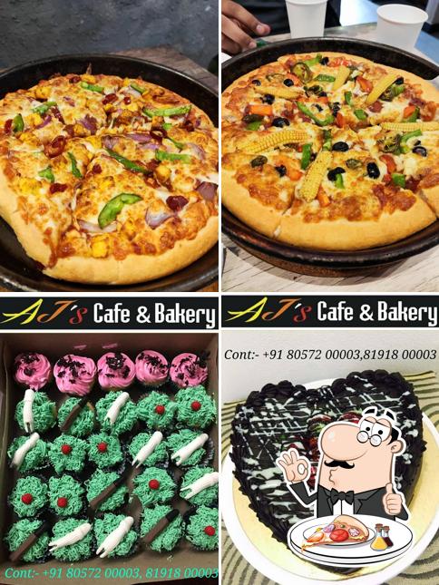 Pick pizza at AJ's cafe & bakery