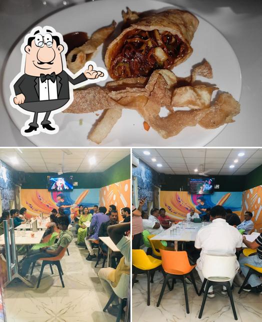 The picture of interior and food at Fulltoss Restaurant