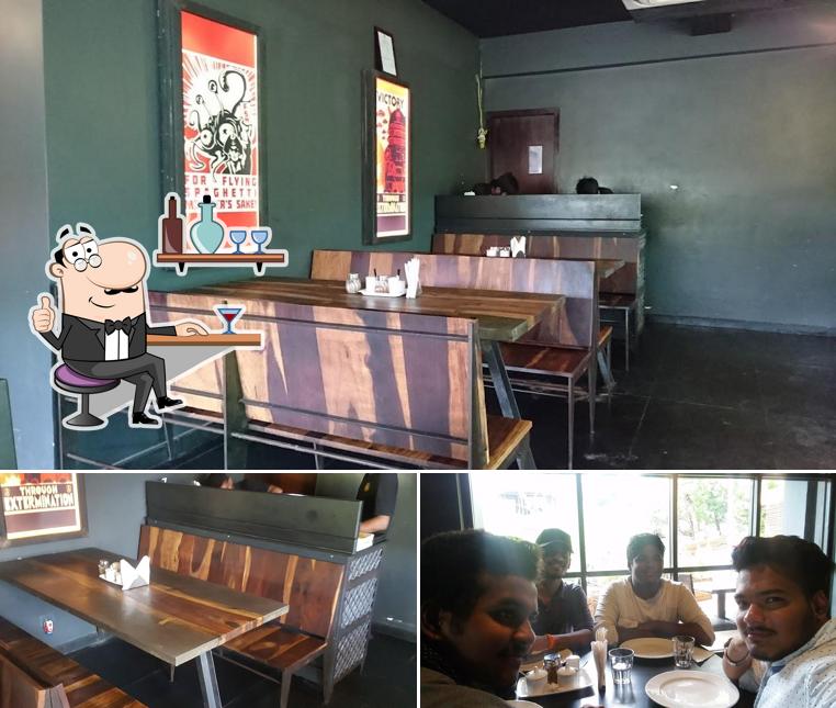 Take a seat at one of the tables at Flying Spaghetti Monster