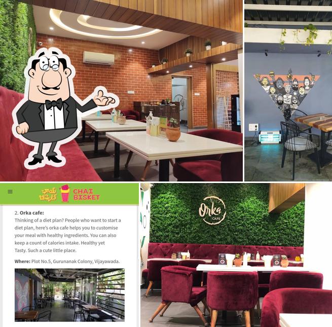 The interior of ORKA CAFE Vijayawada