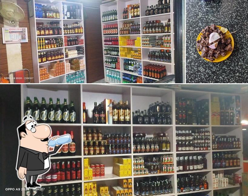 The image of drink and meat at RK BAR and Restaurant