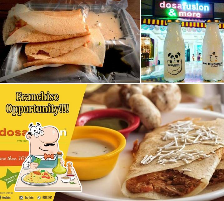 Check out the photo showing food and beverage at Dosa Fusion