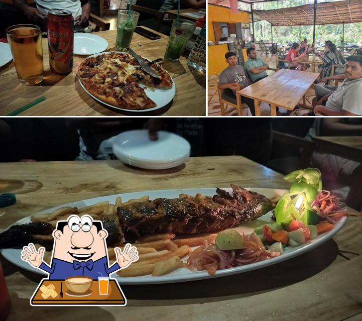 Among various things one can find food and interior at Dhara Restocafe