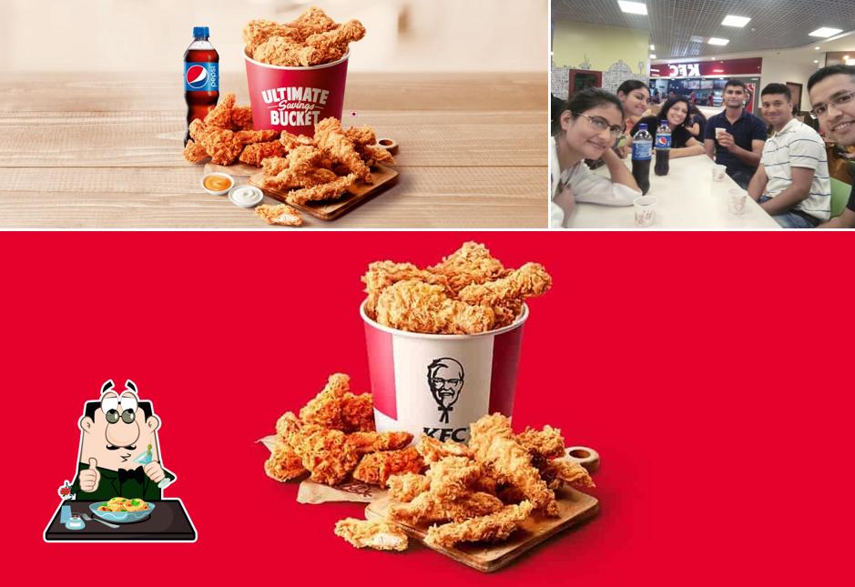 Check out the picture displaying food and bar counter at KFC