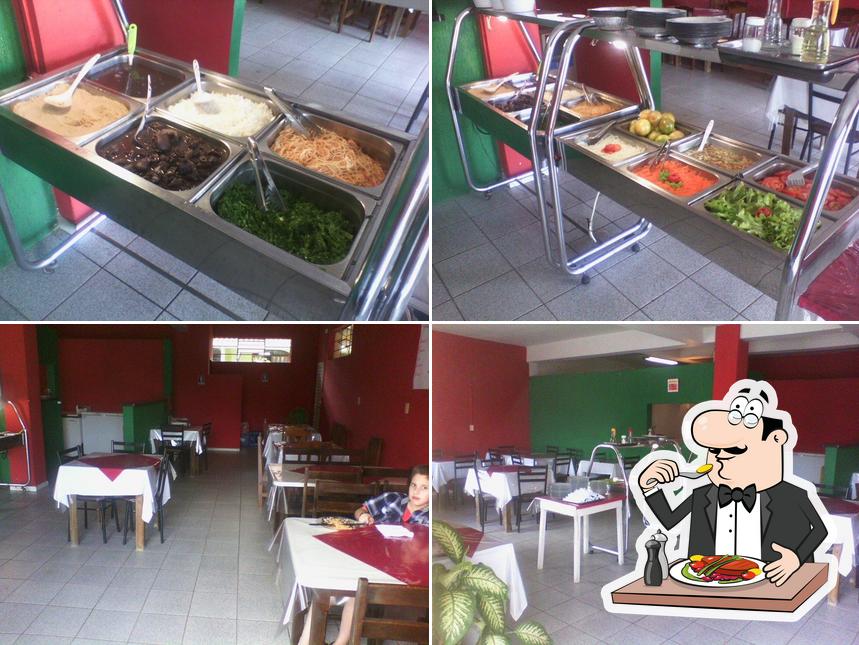 A comida e interior do restaurante