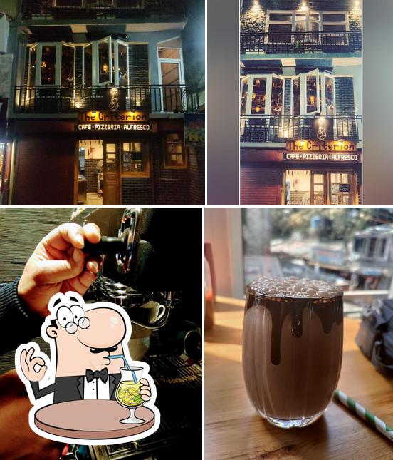 The image of drink and exterior at The Criterion Cafe