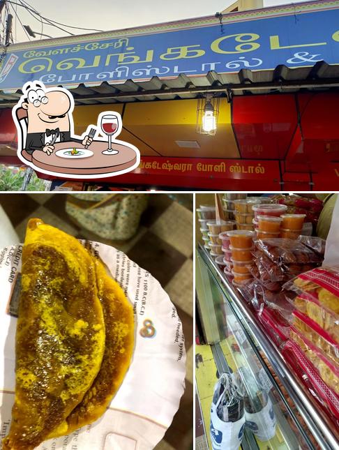 This is the image depicting food and exterior at Velacherry Venkateshwara Boli Stall & Bakery