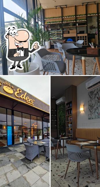 Take a seat at one of the tables at Eden