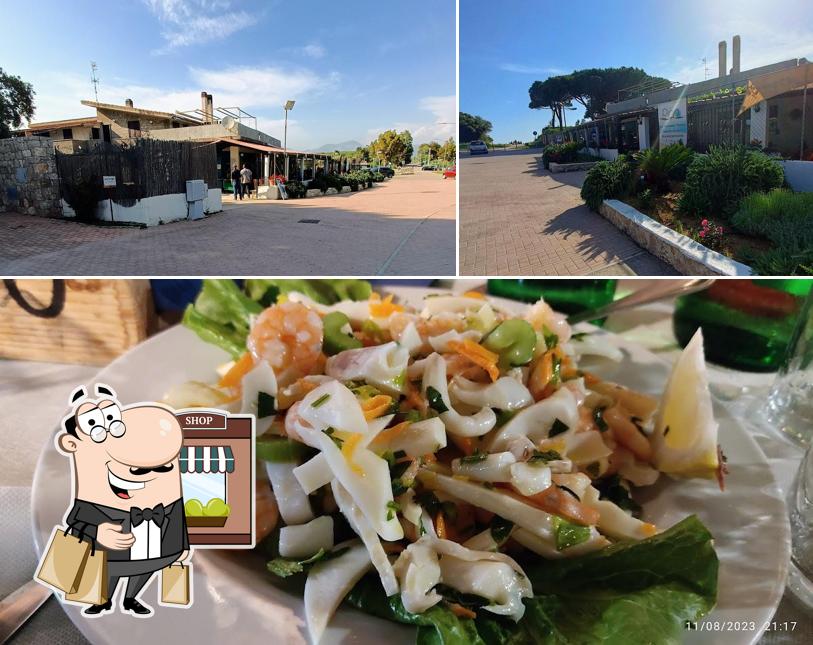 La esterno e cibo del ristorante