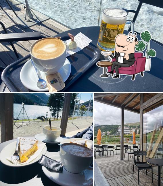 Dai un’occhiata alla immagine che presenta la interni e birra di Caffè Spettacolo Sankt Moritz (Rhätische Bahn)