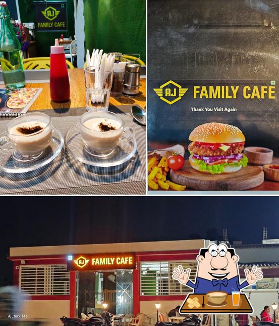 The picture of food and exterior at AJ FAMILY CAFE